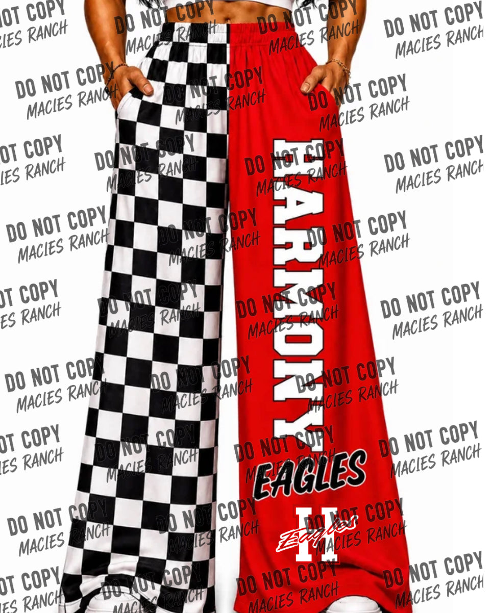 Harmony DUO WIDE LEG PANTS-checkered