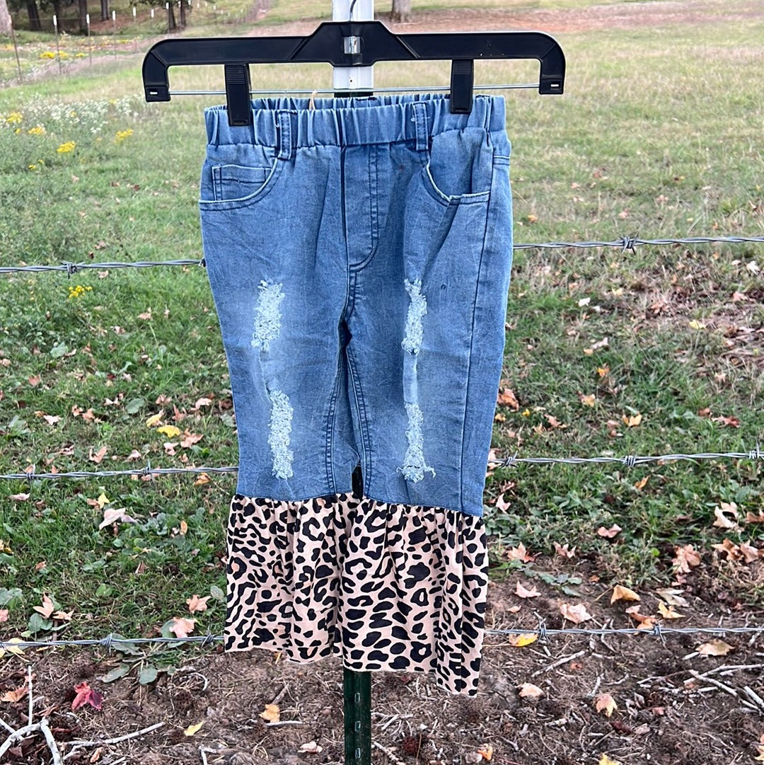 Stressed denim, leopard