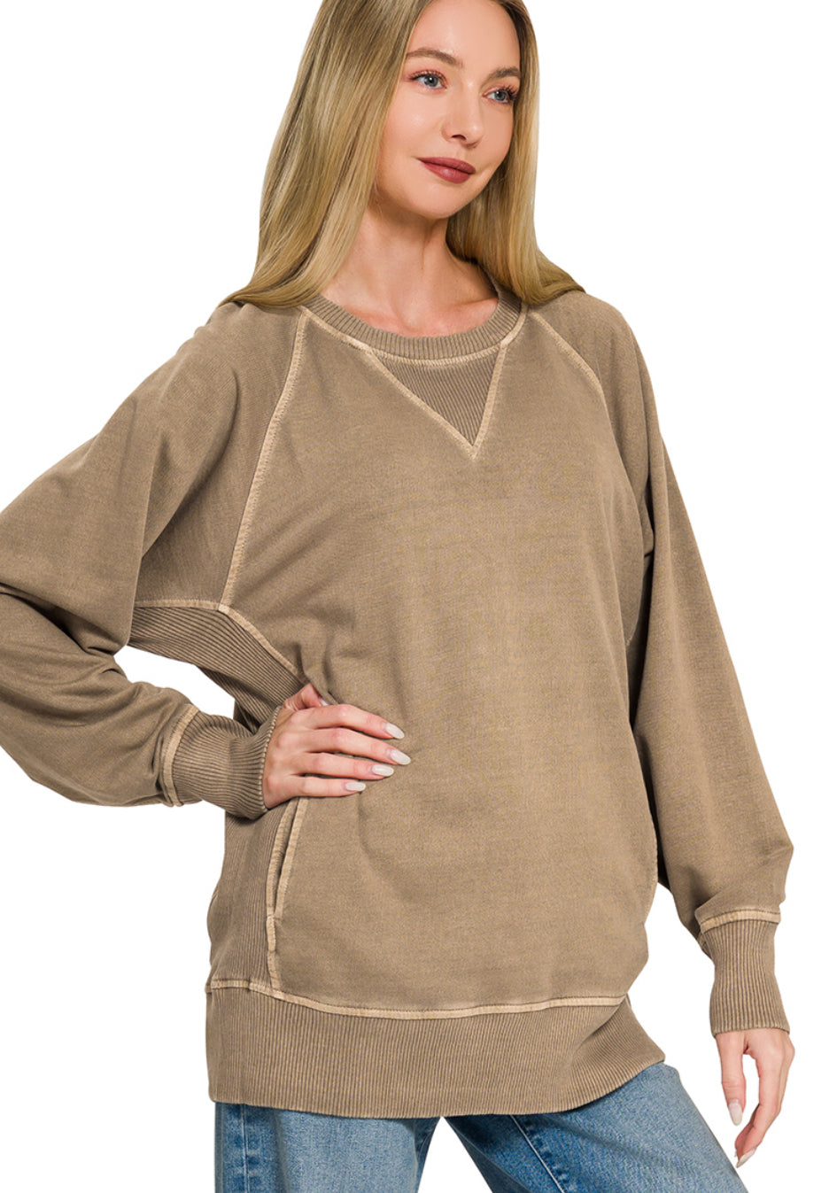 French terry pullover- Mocha