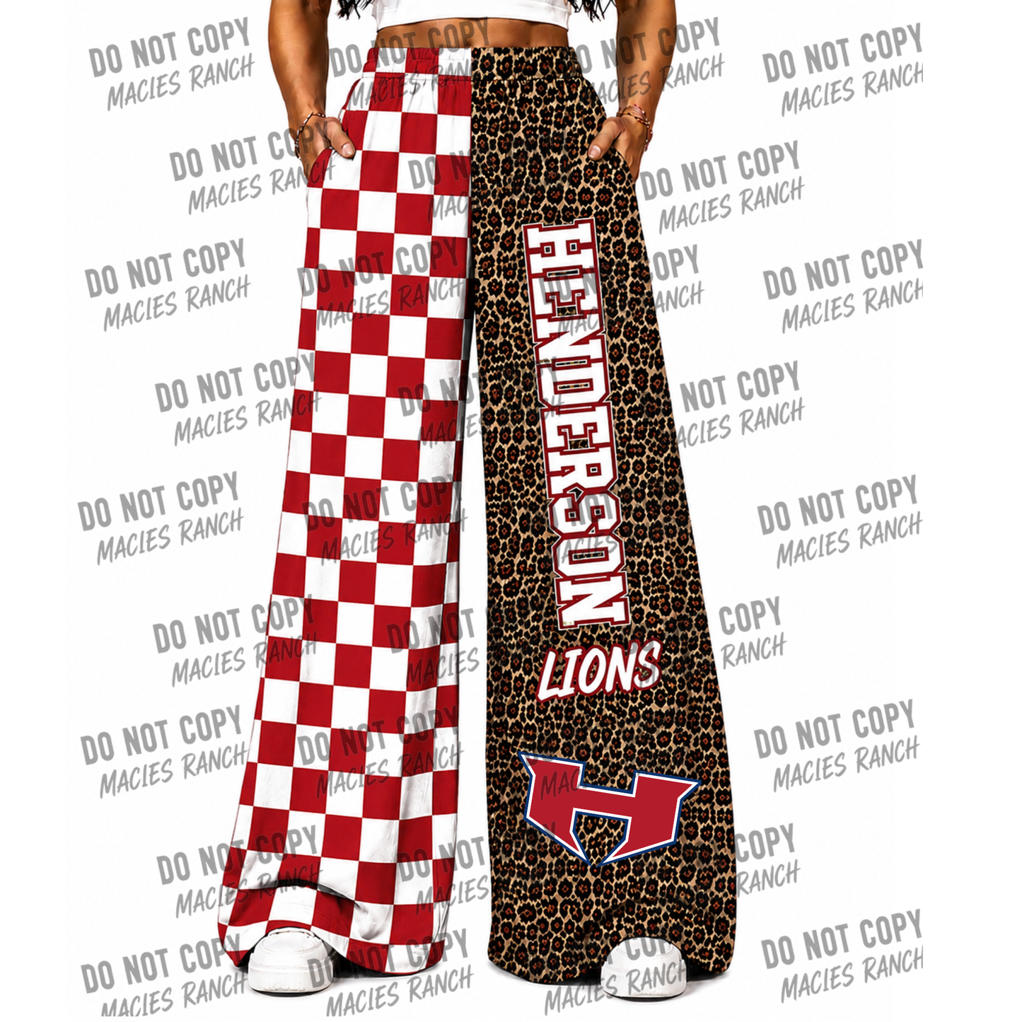 Henderson DUO WIDE LEG PANTS -Red/checkered