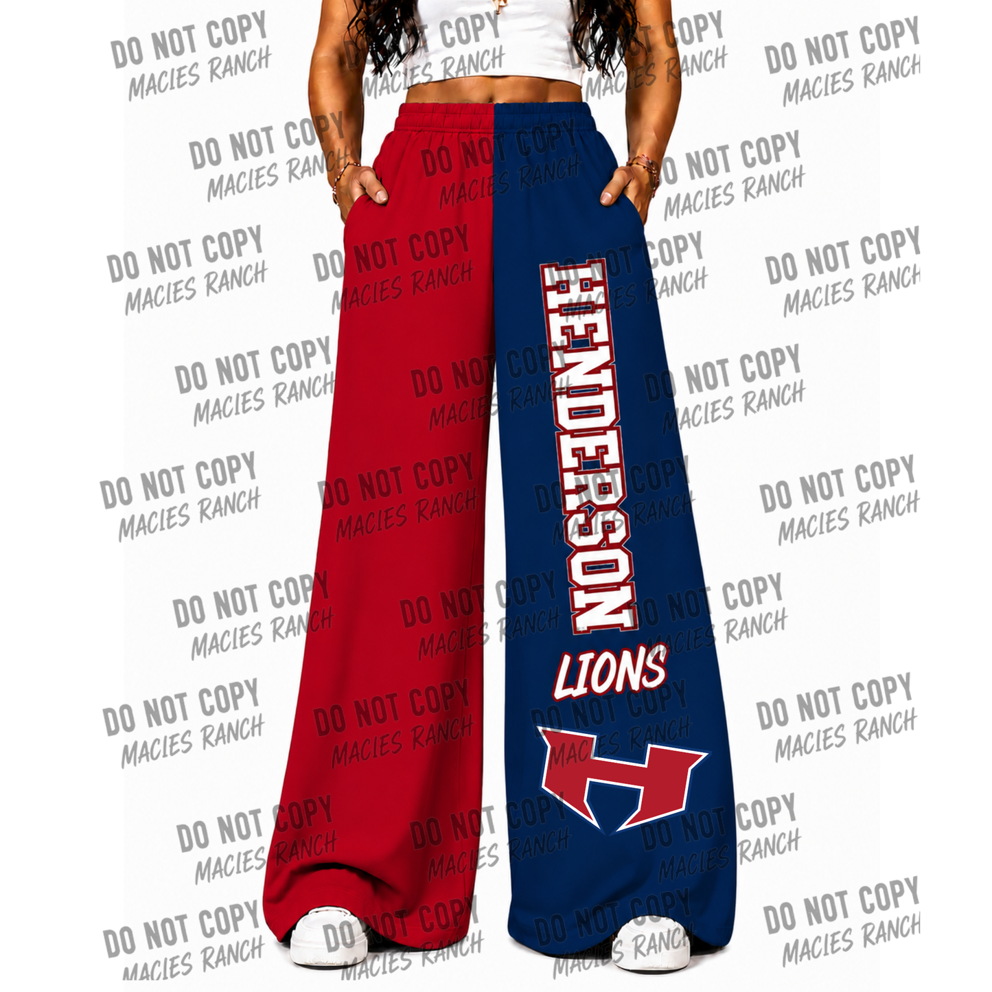 Henderson DUO WIDE LEG PANTS -Red/Blue