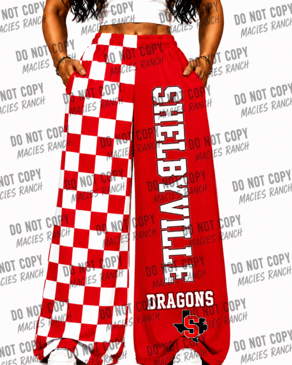 Shelbyville DUO WIDE LEG PANTS- checkered