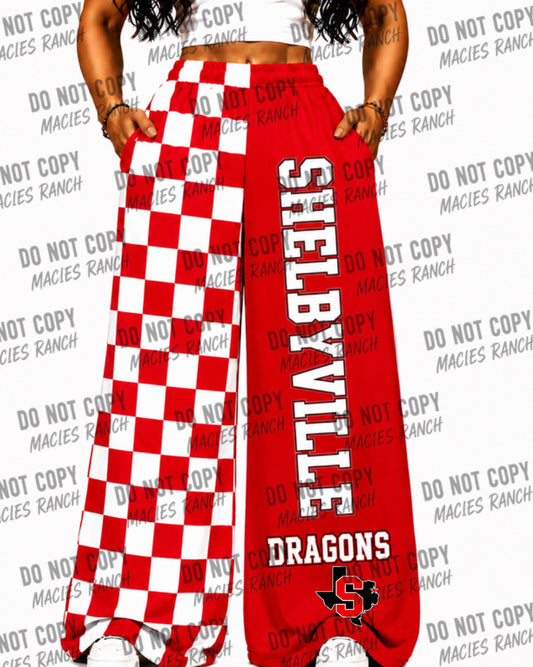 Shelbyville DUO WIDE LEG PANTS- checkered