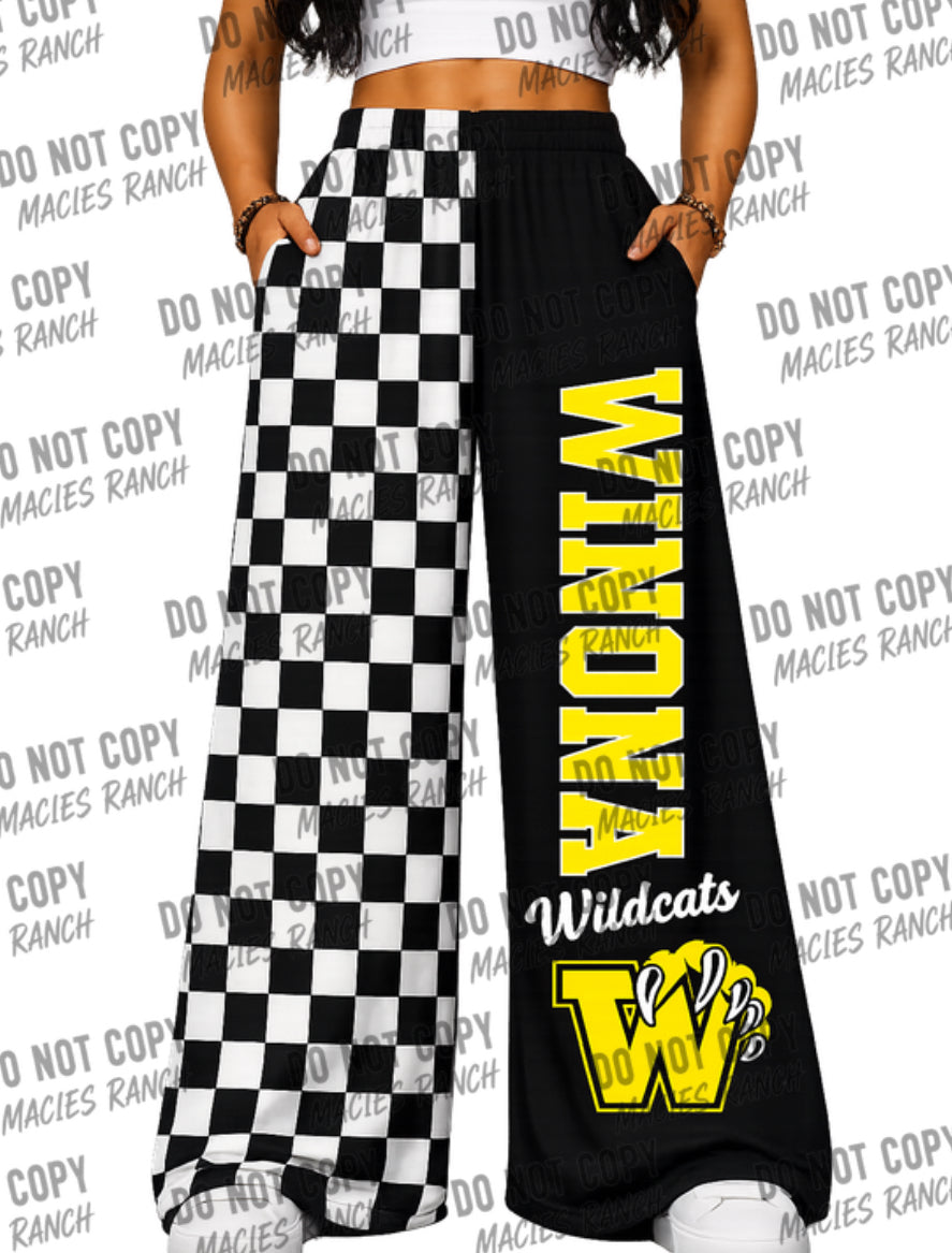 Winona - DUO WIDE LEG PANTS- checkered
