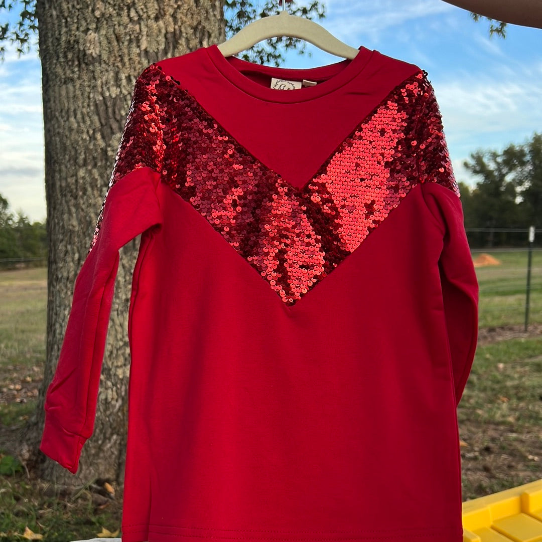 Red sequins top