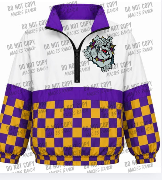 Eustace Windbreaker-gold/purple checkered