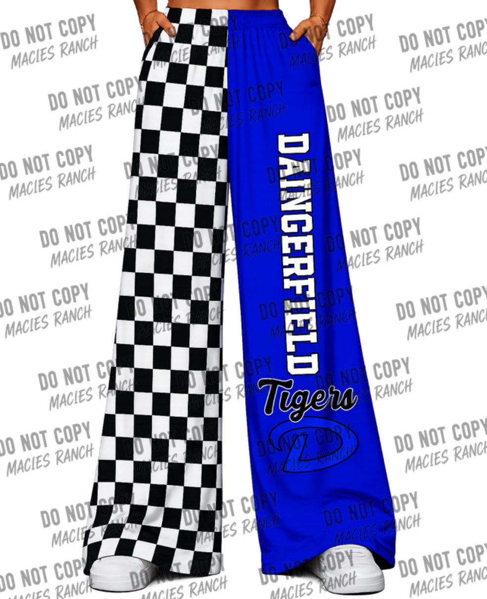 Dangerfield DUO WIDE LEG PANTS-checkered