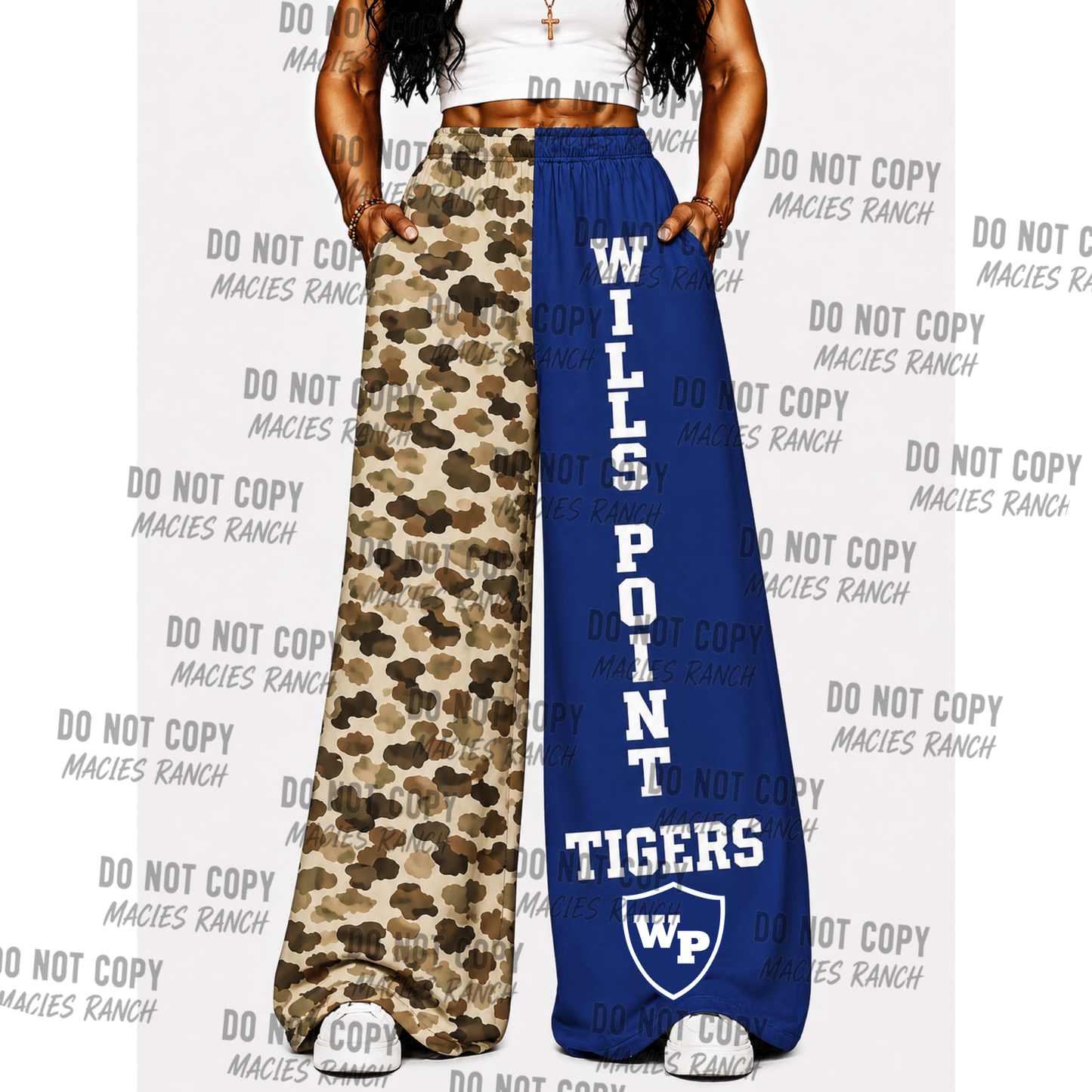 Wills Point DUO WIDE LEG PANTS- brown camo