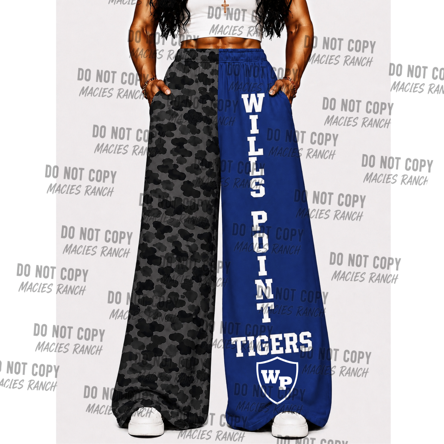Wills Point DUO WIDE LEG PANTS- black camo