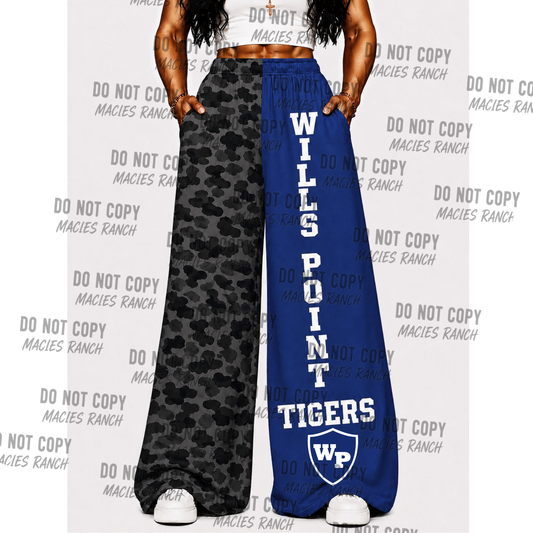 Wills Point DUO WIDE LEG PANTS- black camo