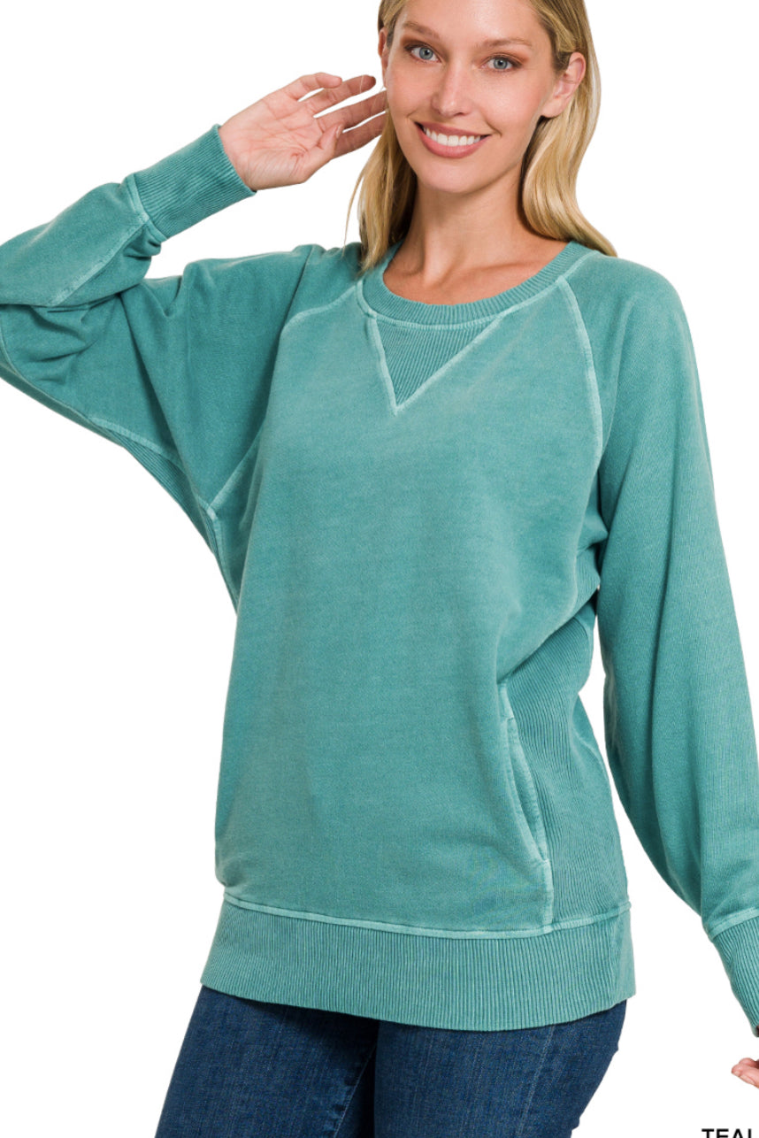 French terry pullover-Teal