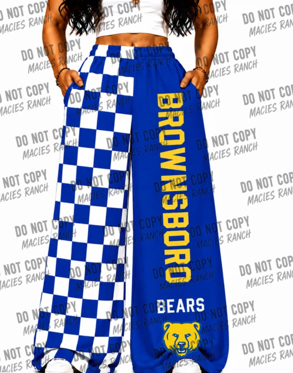 Brownsboro DUO WIDE LEG PANTS- checkered