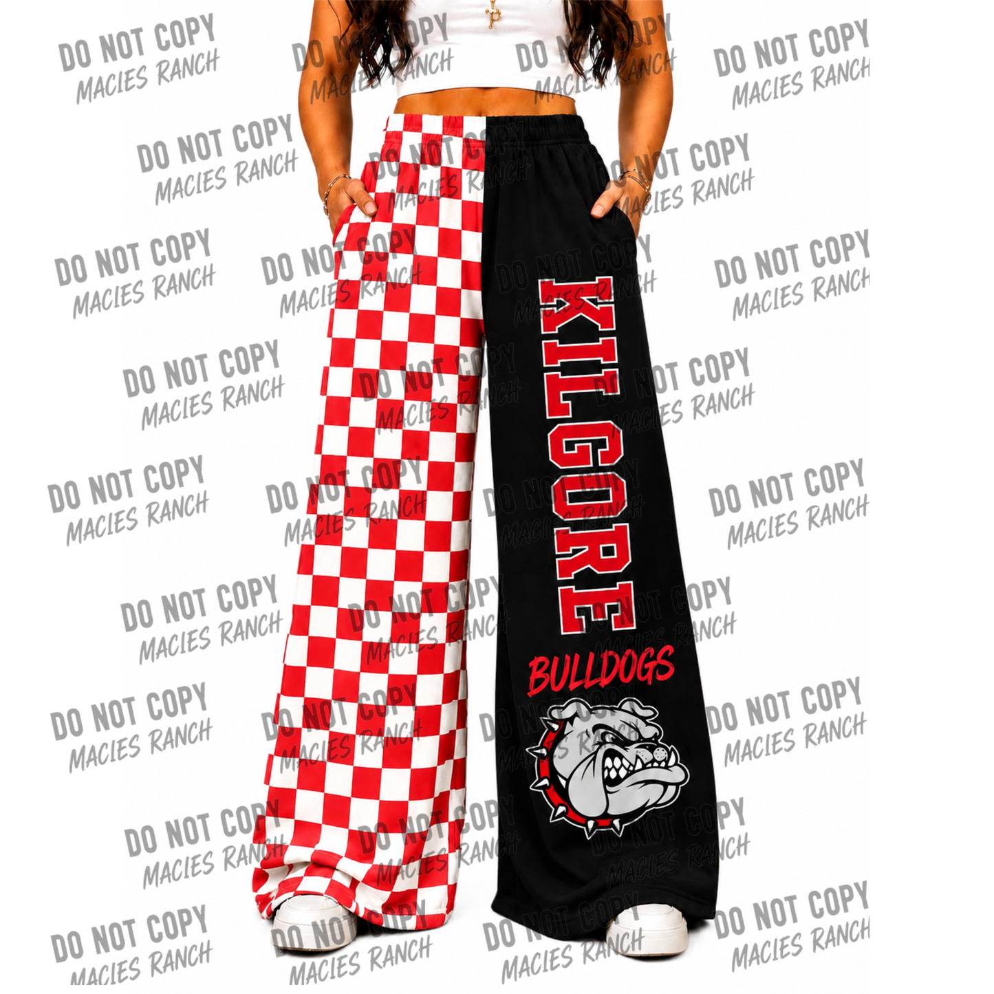 KILGORE DUO WIDE LEG PANTS - red checkered