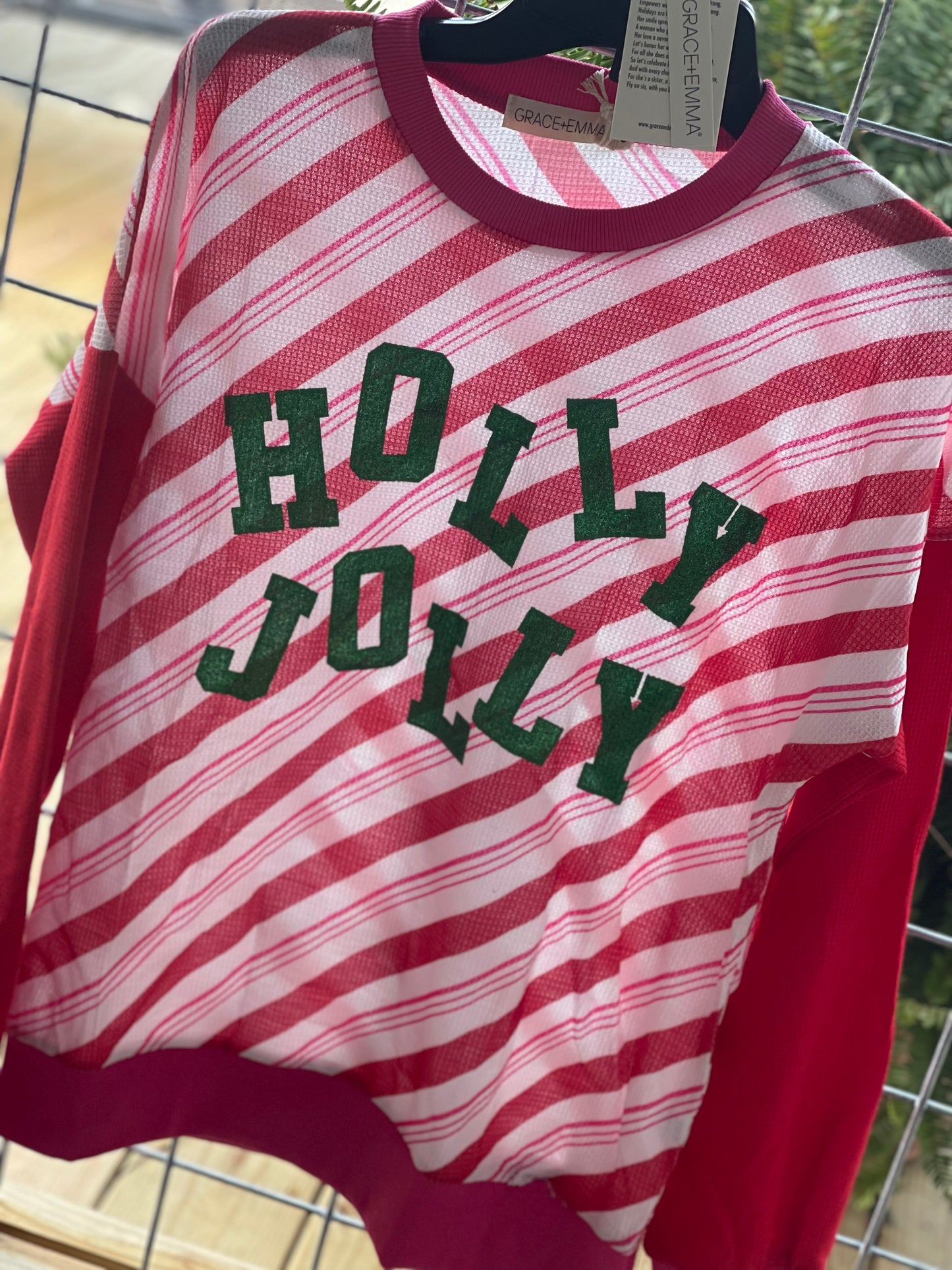 Holly Jolly Candy cane top