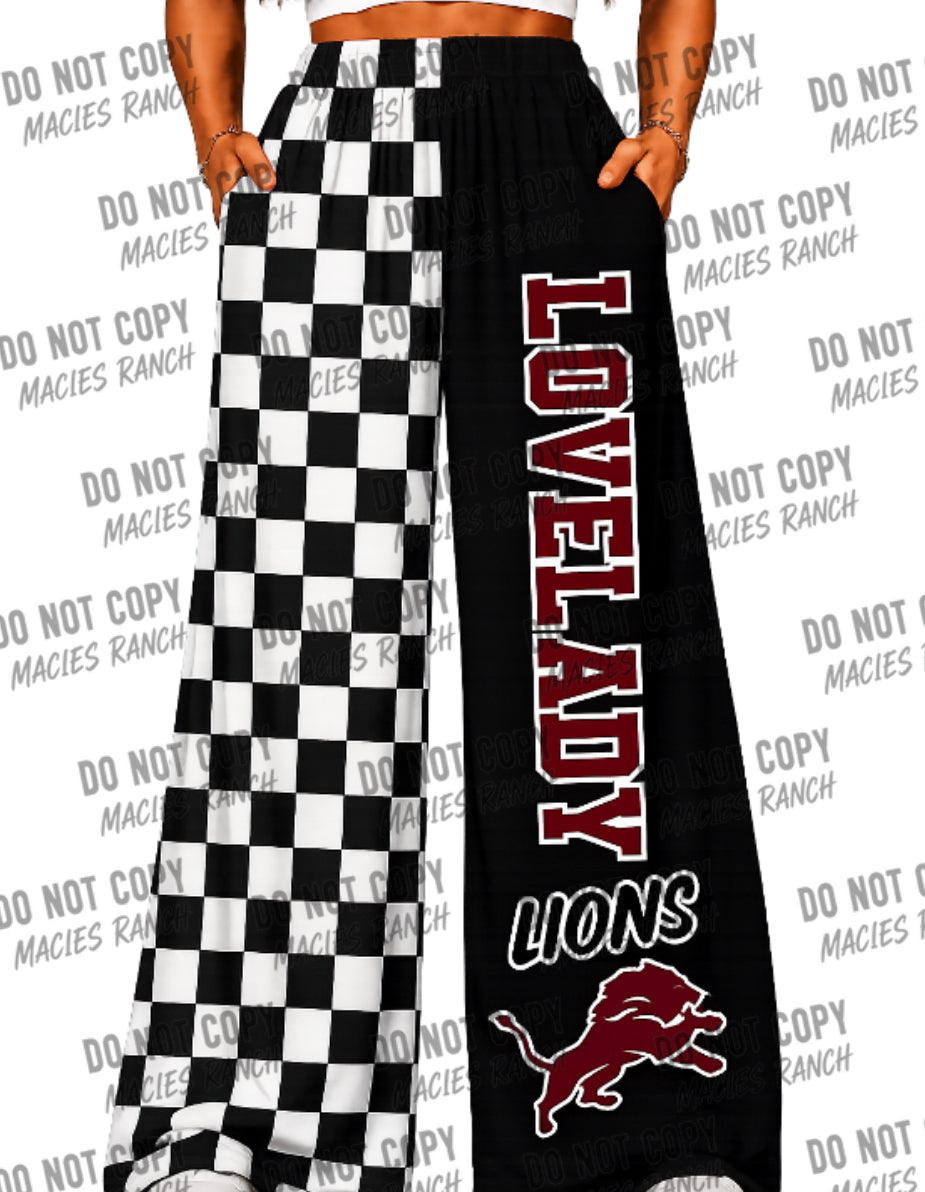 Lovelady DUO WIDE LEG PANTS-checkered