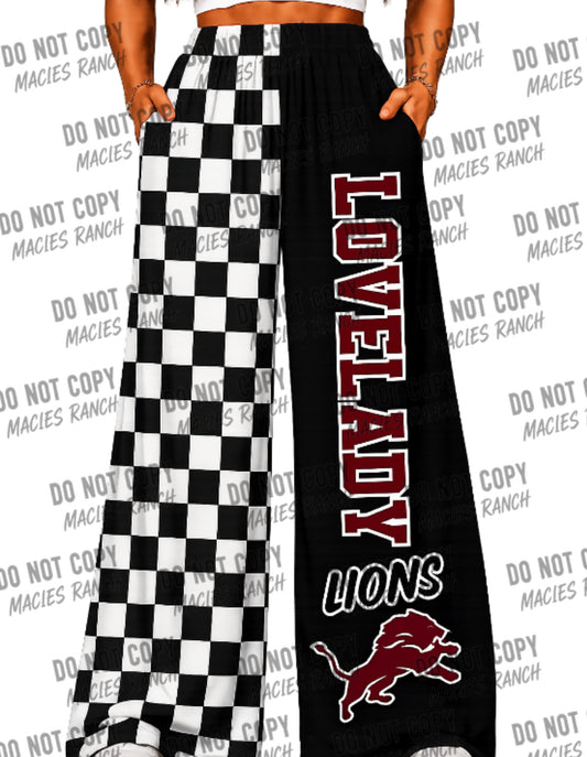 Lovelady DUO WIDE LEG PANTS-checkered