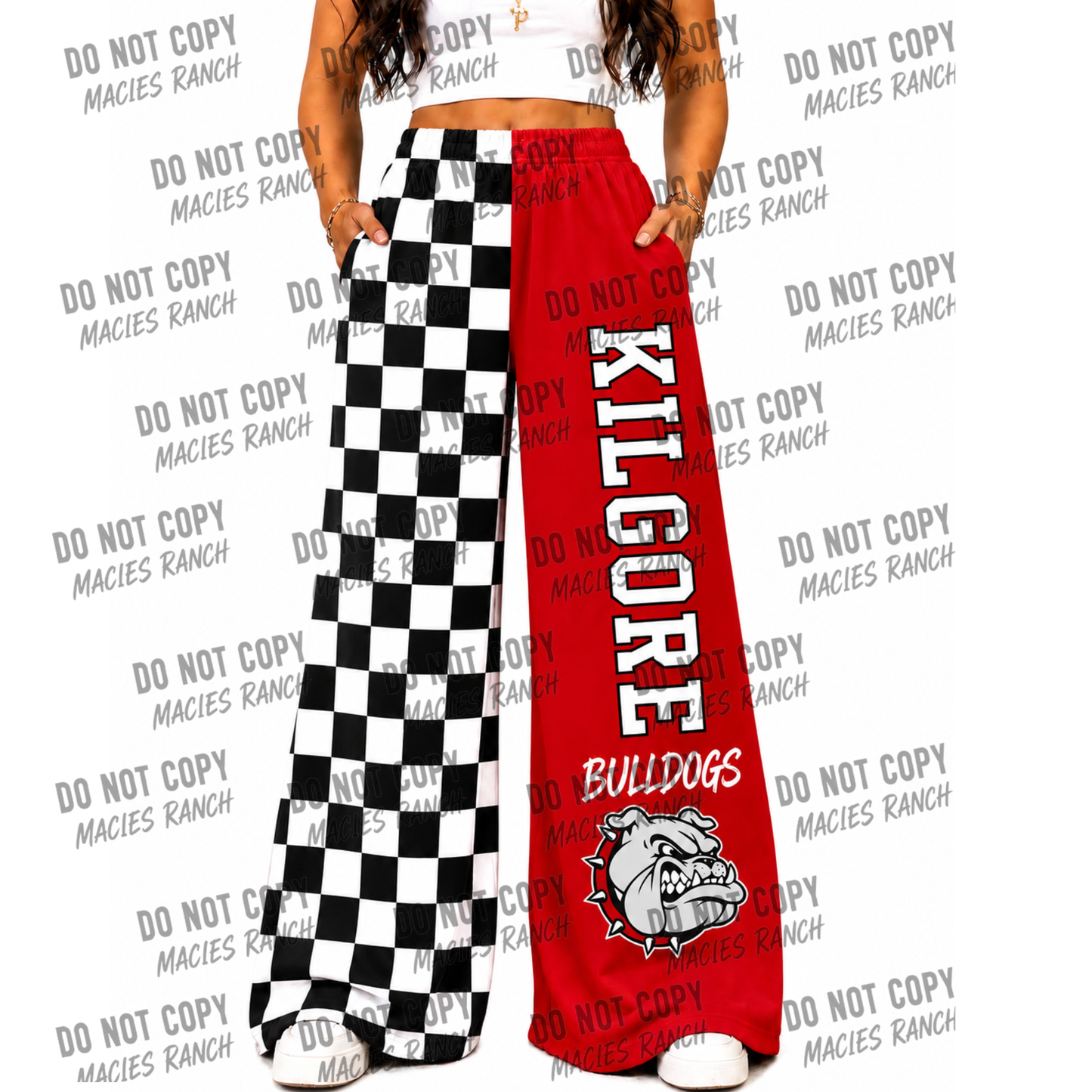 KILGORE DUO WIDE LEG PANTS - black checkered