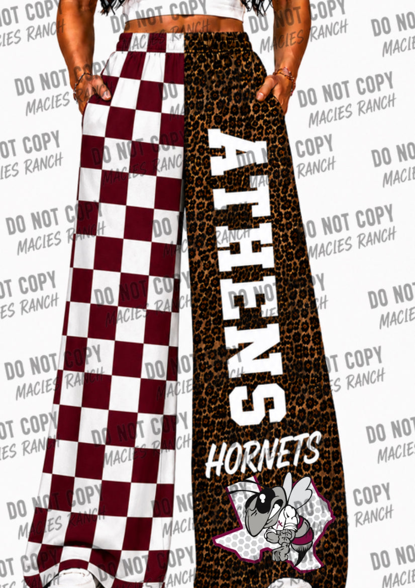Athens DUO WIDE LEG PANTS- cheetah / checkered