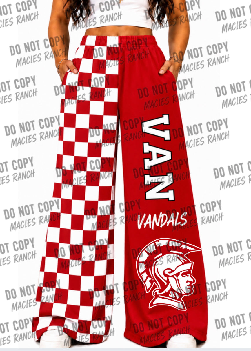 Van DUO WIDE LEG PANTS-checkered