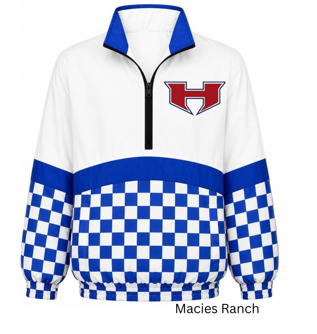 Henderson blue checkered Windbreaker