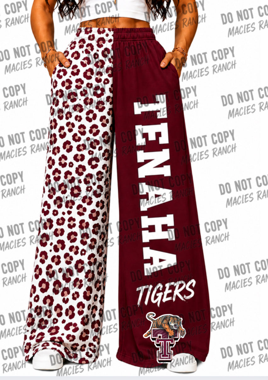 Tenaha DUO WIDE LEG PANTS- white cheetah