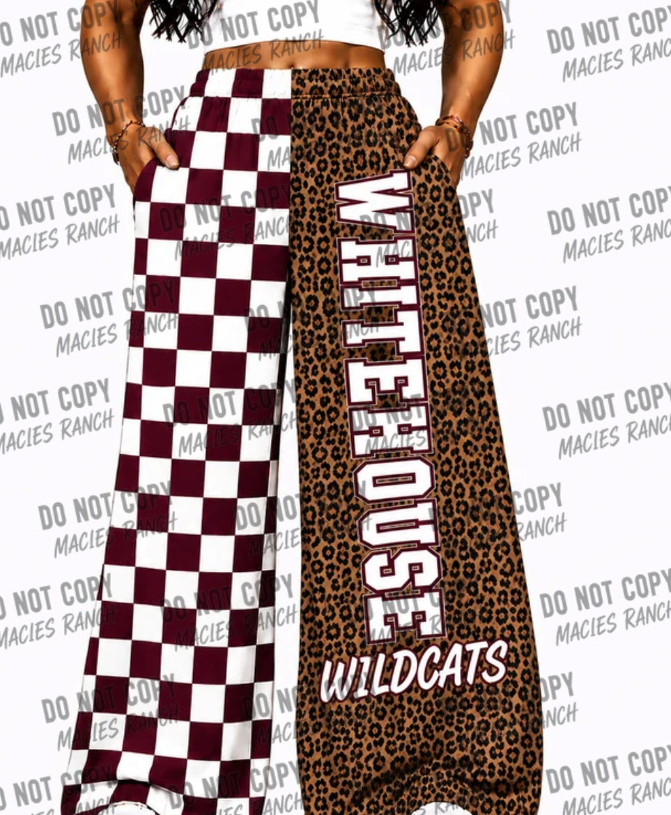 Whitehouse DUO WIDE LEG PANTS- cheetah/ checkered