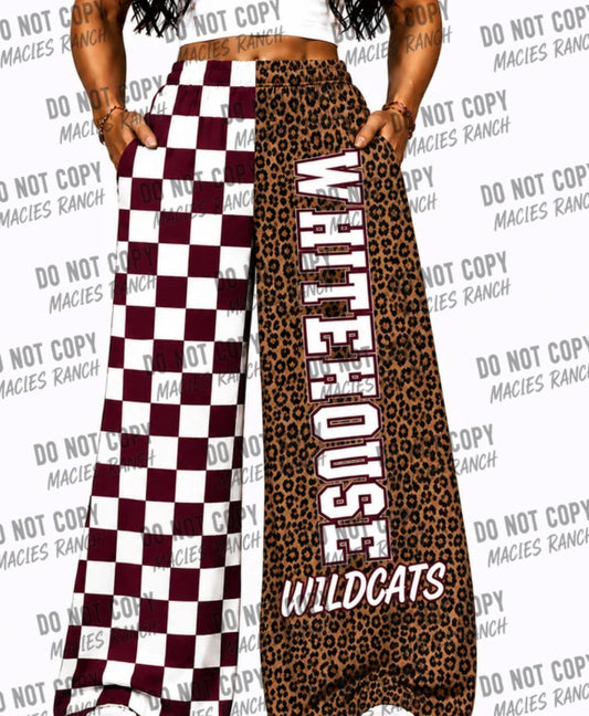Whitehouse DUO WIDE LEG PANTS- cheetah/ checkered