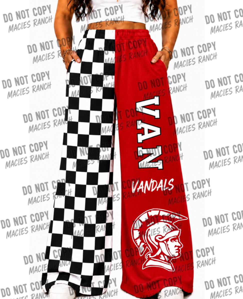 Van DUO WIDE LEG PANTS-black checkered