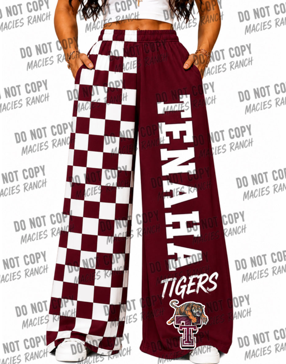 Tenaha DUO WIDE LEG PANTS- checkered