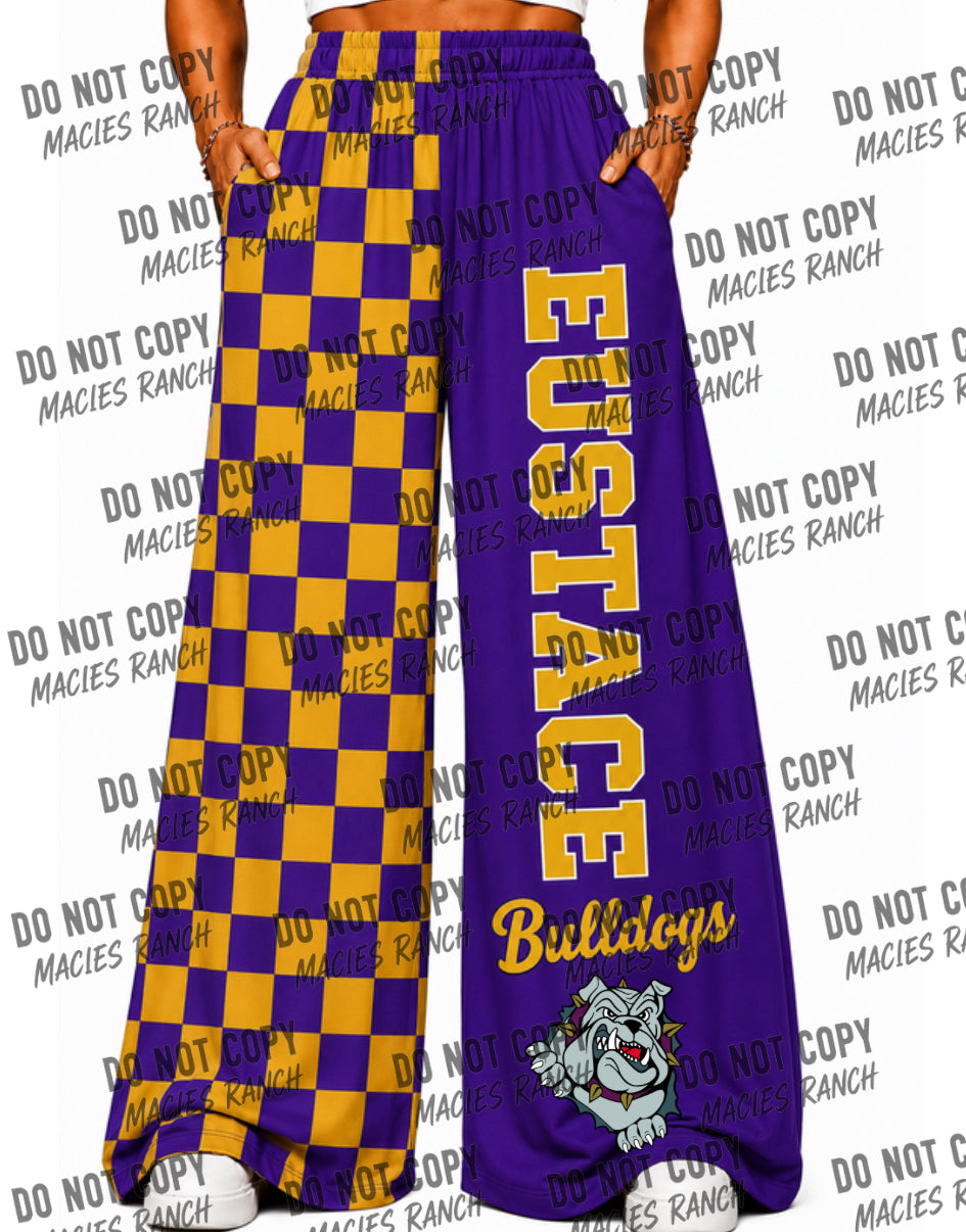 Eustace DUO WIDE LEG PANTS-gold/purple checkered