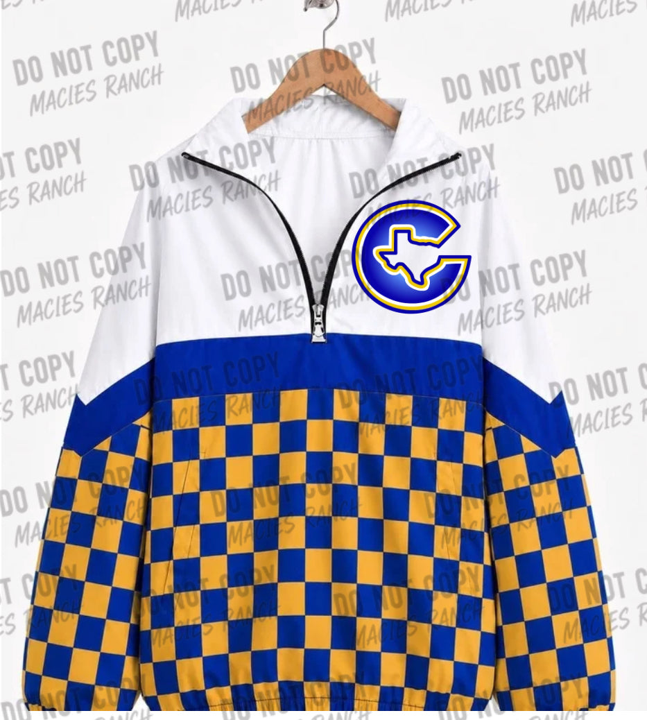 Corsicana Windbreaker- blue/yellow checkered