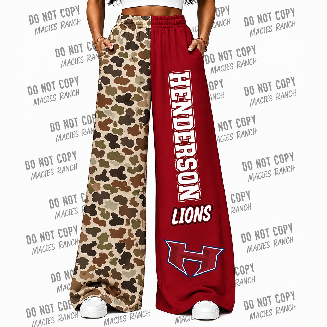 Henderson DUO WIDE LEG PANTS - camo