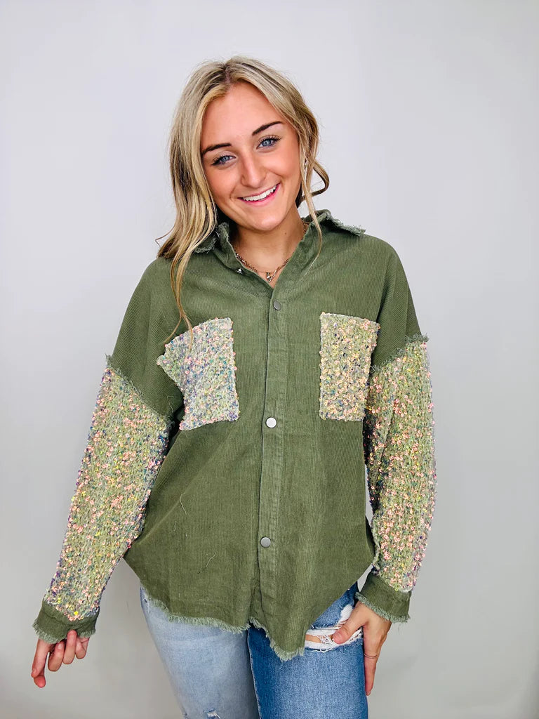 Olive Bling Shacket