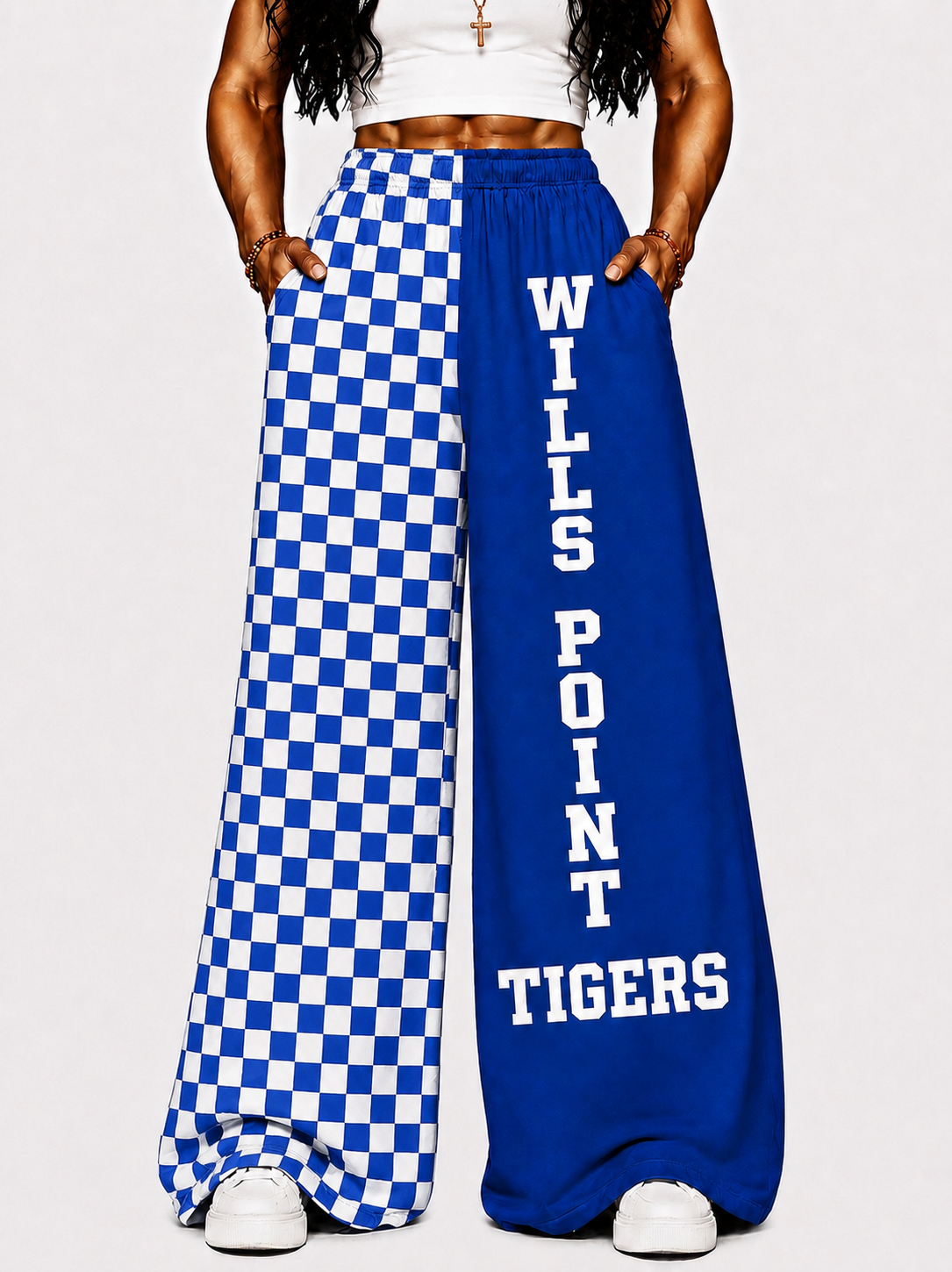 Wills Point DUO WIDE LEG PANTS- checkered/ blue